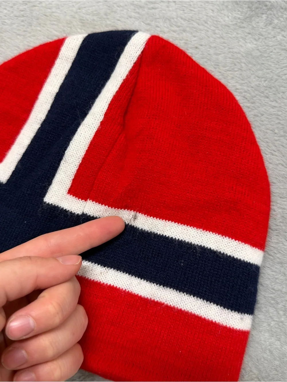 Vintage Norway Flag Big Print Acrylic Beanie Cap Adult OSFM 58cm Soccer Haaland